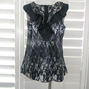 BCBGeneration ruffle collar black & white blouse